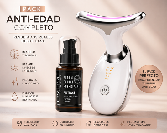🔥 Pack Anti-Edad – Rejuvenecedor Facial EMS + Sérum Energizante Pro.